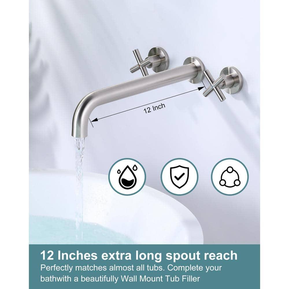 2-Handle Wall Mounted Cross Handle Antique Bathtub Roman Tub Faucet