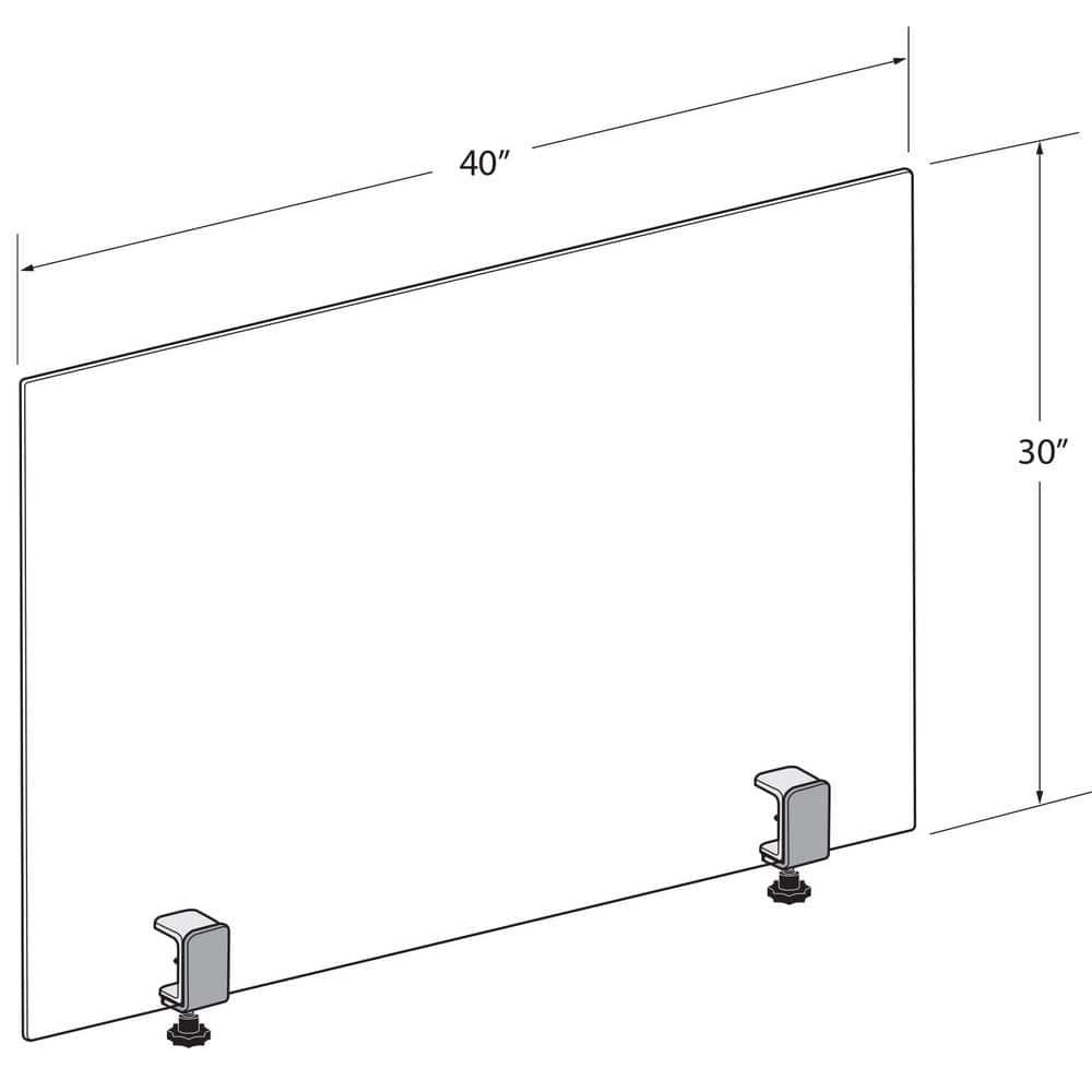 Clear Acrylic Floor Standing Sneeze Guard with Metal Clamps
