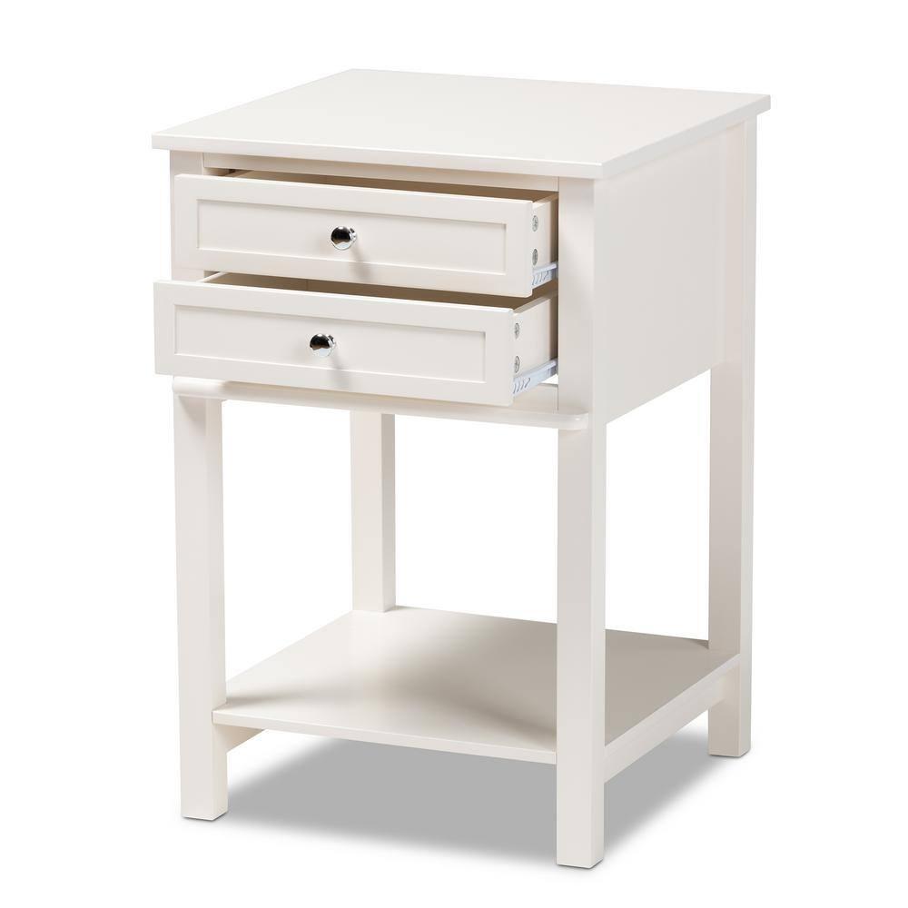 Baxton Studio Willow Modern Transitional White Finished 2-Drawer Wood End Table
