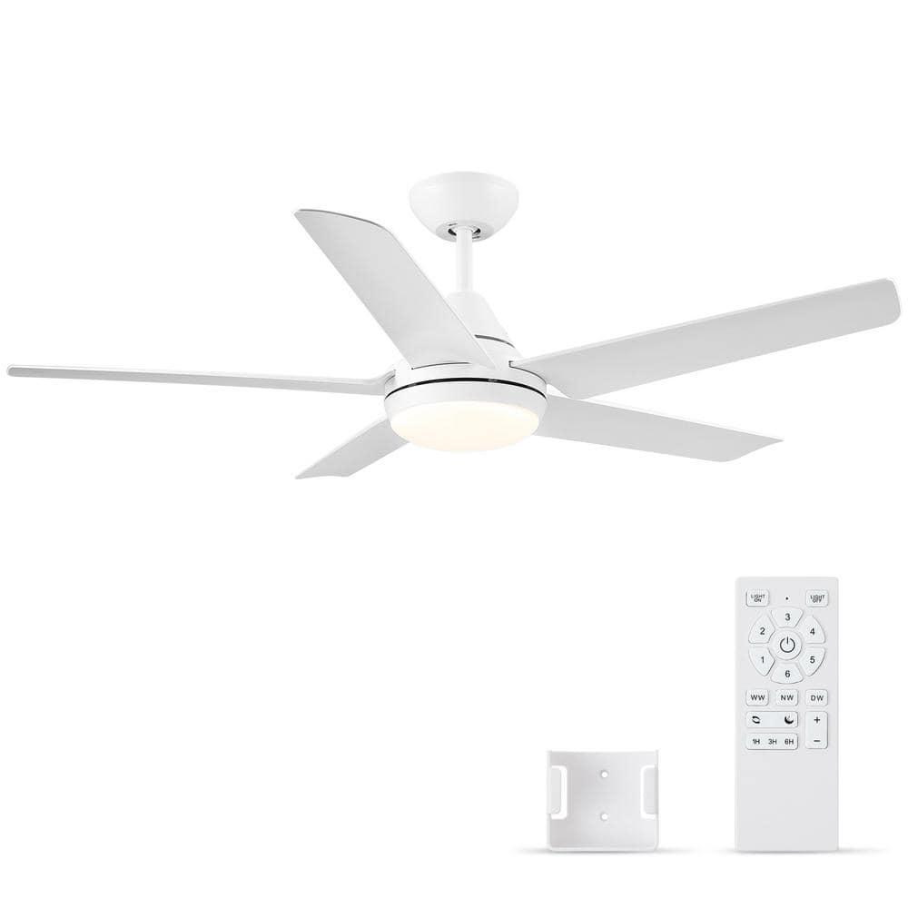 48 in. Indoor White Ceiling Fan with Integrated Dimmable LED Light Kit and Remote Control