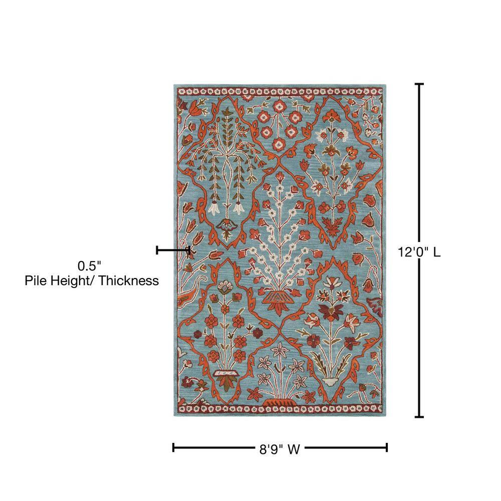 Wyndham WYD206 Power Loomed Area Rug - Blue/Rust - 8'9"x12' - Safavieh.