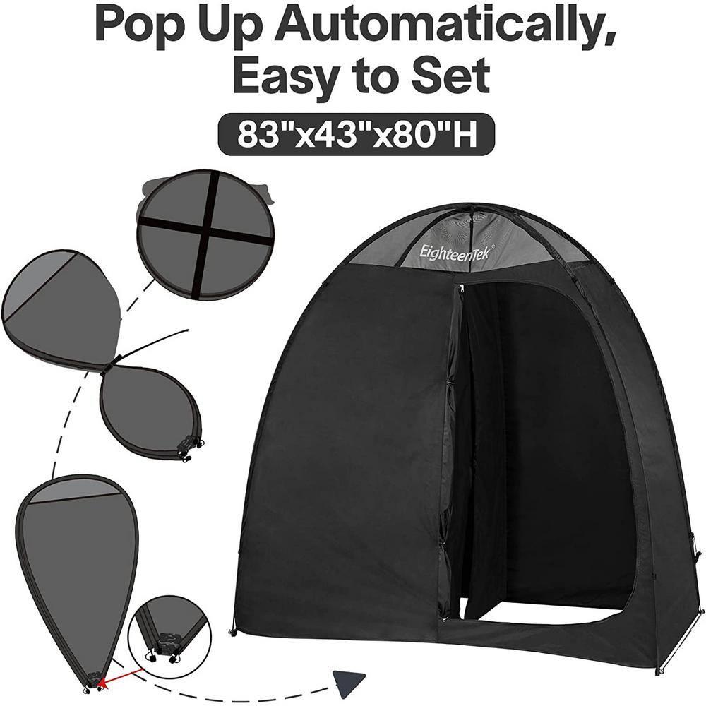 EighteenTek Camping Shower Tent Changing Room 2 Rooms Outdoor Pop Up Camping Toilet Portable Privacy Dressing Shelter 83"x43"x80"H