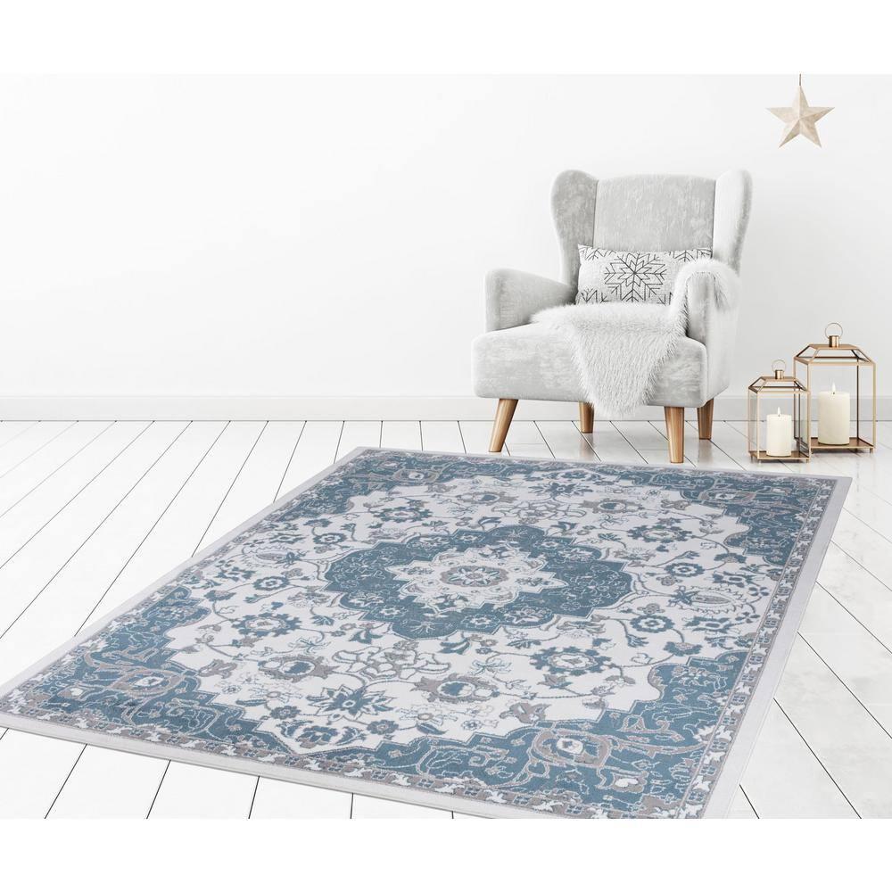 Madison Collection Royal Medallion Ivory 7 ft. 10 in. x 9 ft. 10 in. Area Rug