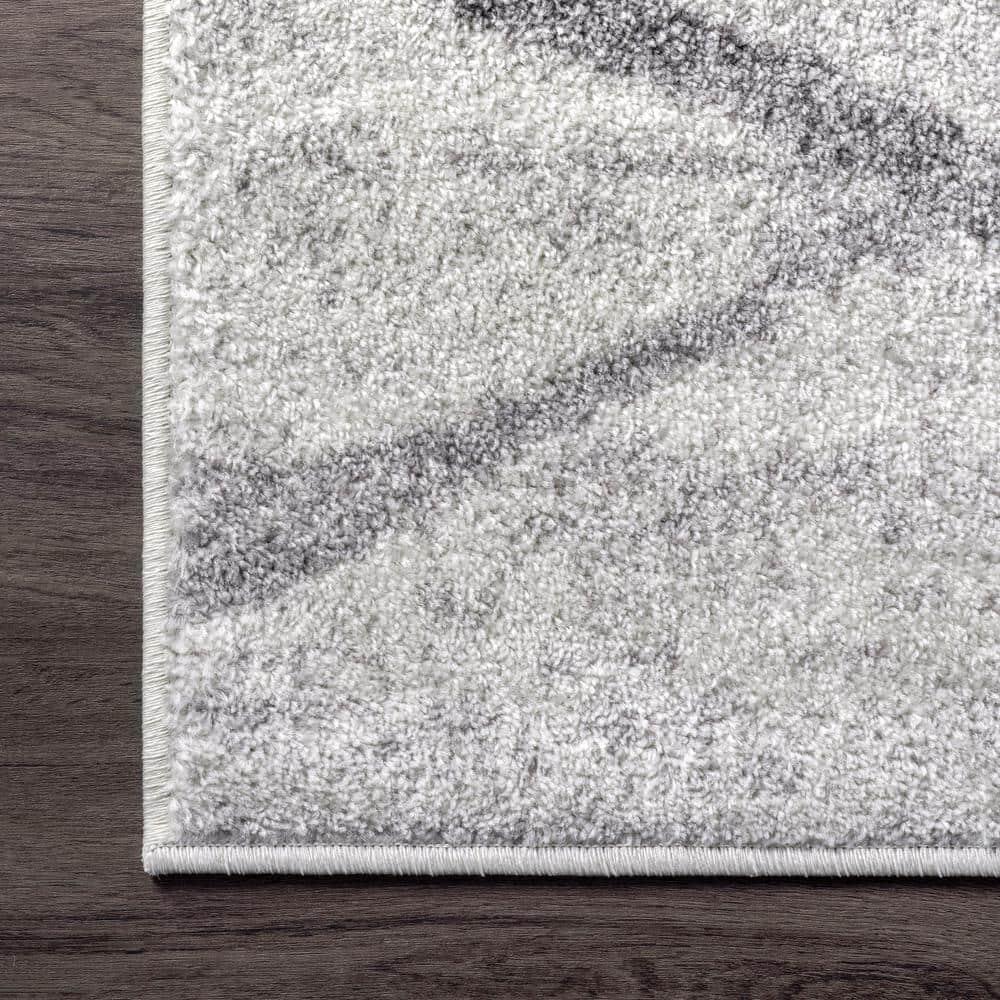 Nuloom 5 Round Thigpen Contemporary Indoor Area Rug, Grey, Abstract Lines, Non-Slip Backing, Stain Resistant, BedroomLiving Room, Kitchen,