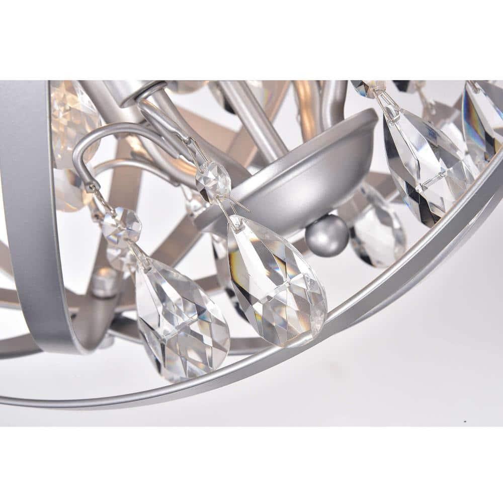 The Lighting Store Benita Matte Silver 4-light Metal Crystal Orb Chandelier