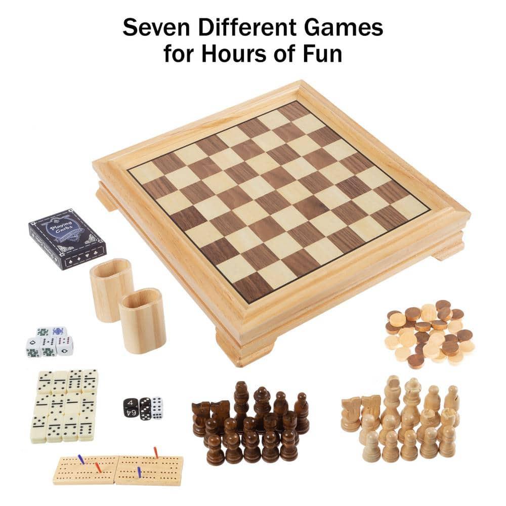 Trademark Games 7-in-1 Board Games Set - Chess, Backgammon, Dice, and More