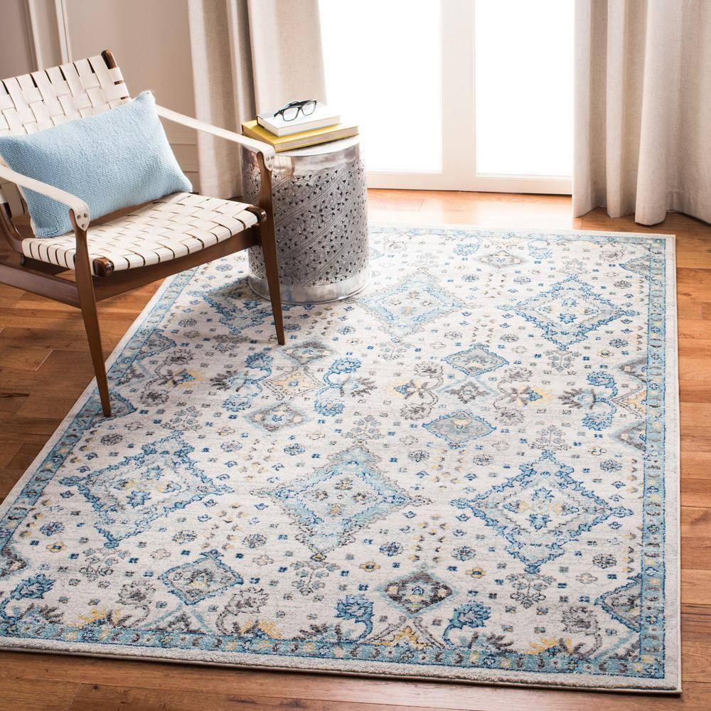 Evoke EVK224 Power Loomed Accent Rug - Ivory/Light Blue - 3'x5' - Safavieh.