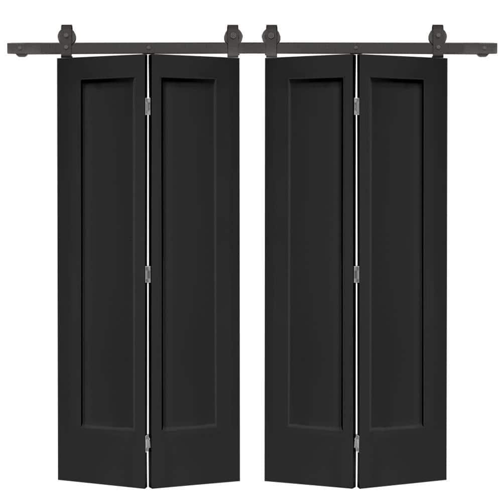 Calhome Paneled MDF Composite Double Bifold Barn Doors with Installation Hardware Kit