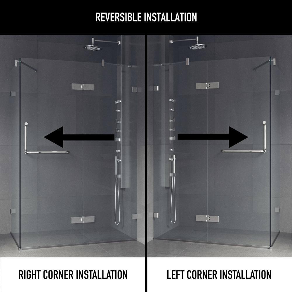 VIGO Monteray 46" W x 30" D x 73" H Hinged Frameless Shower Enclosure with 3/8  Clear Glass VG6011CHCL48