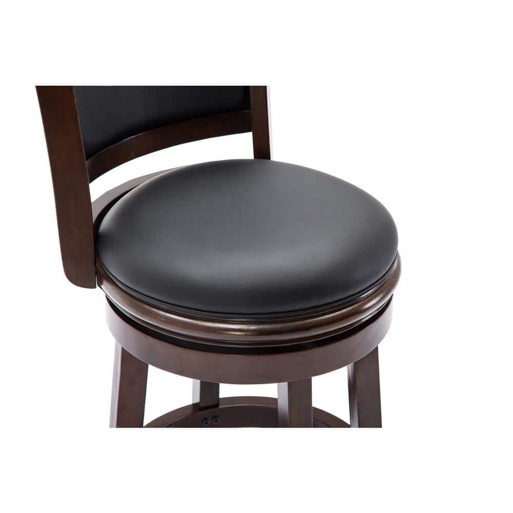 24" Augusta Swivel Counter Height Barstool Hardwood Cappuccino - Boraam: Round Seat, Footrest