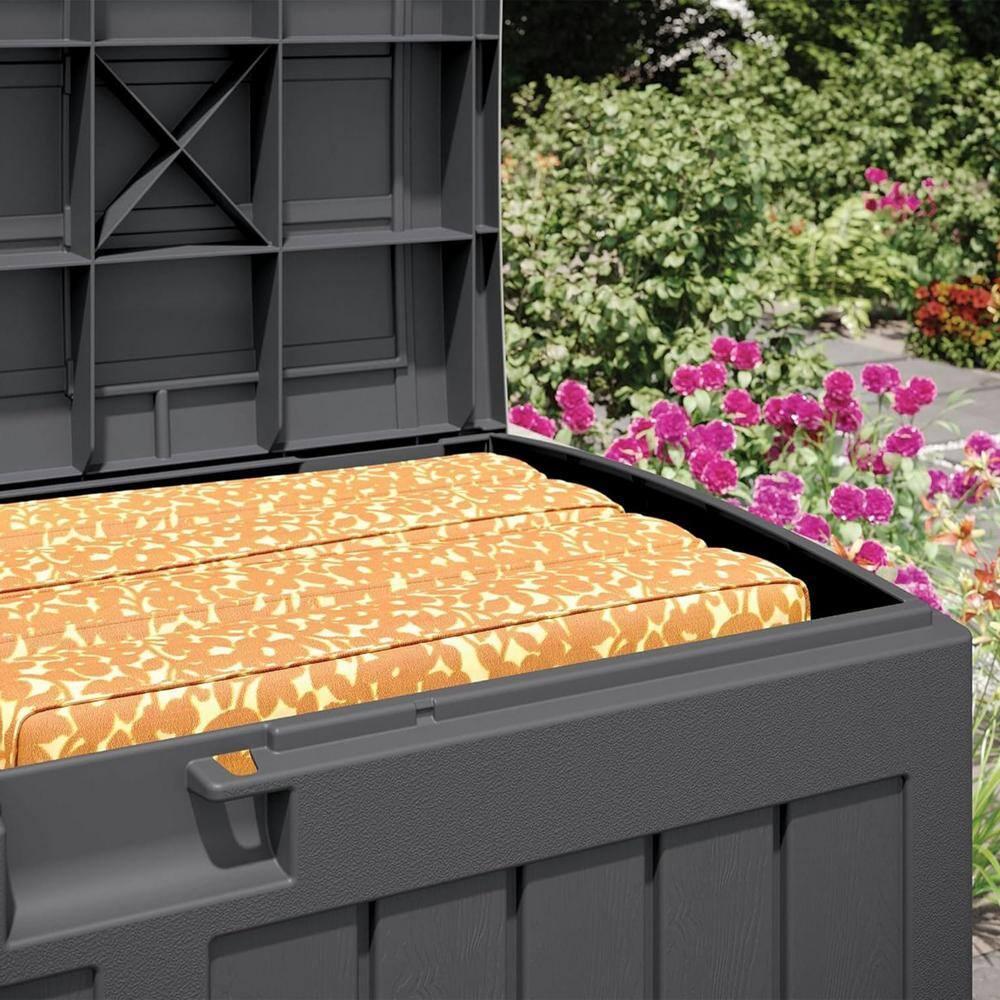 Suncast Suncast 50 Gallon Plastic Deck Box with Molded Lockable Feature for Home, Gray