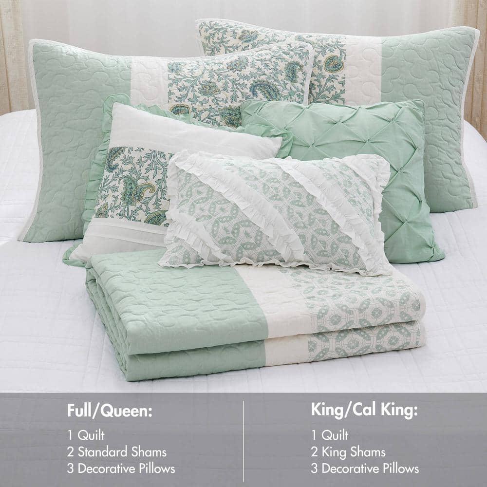 Madison Park Dawn 6 Piece Cotton Percale Quilt Set with Throw Pillows