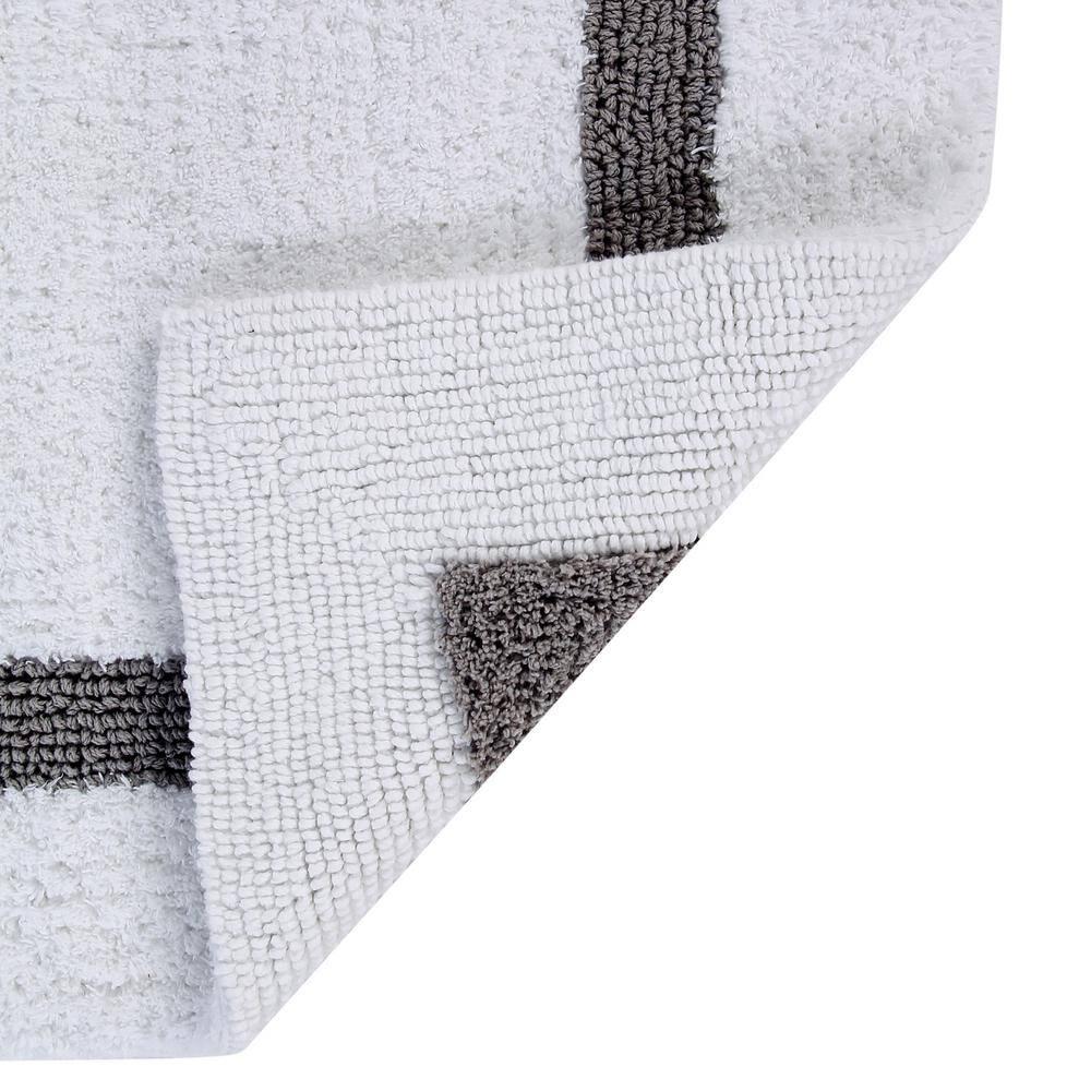 24"x40" Hotel Collection Bath Rug White/Gray - Better Trends: Cotton, Tufted, Machine Washable