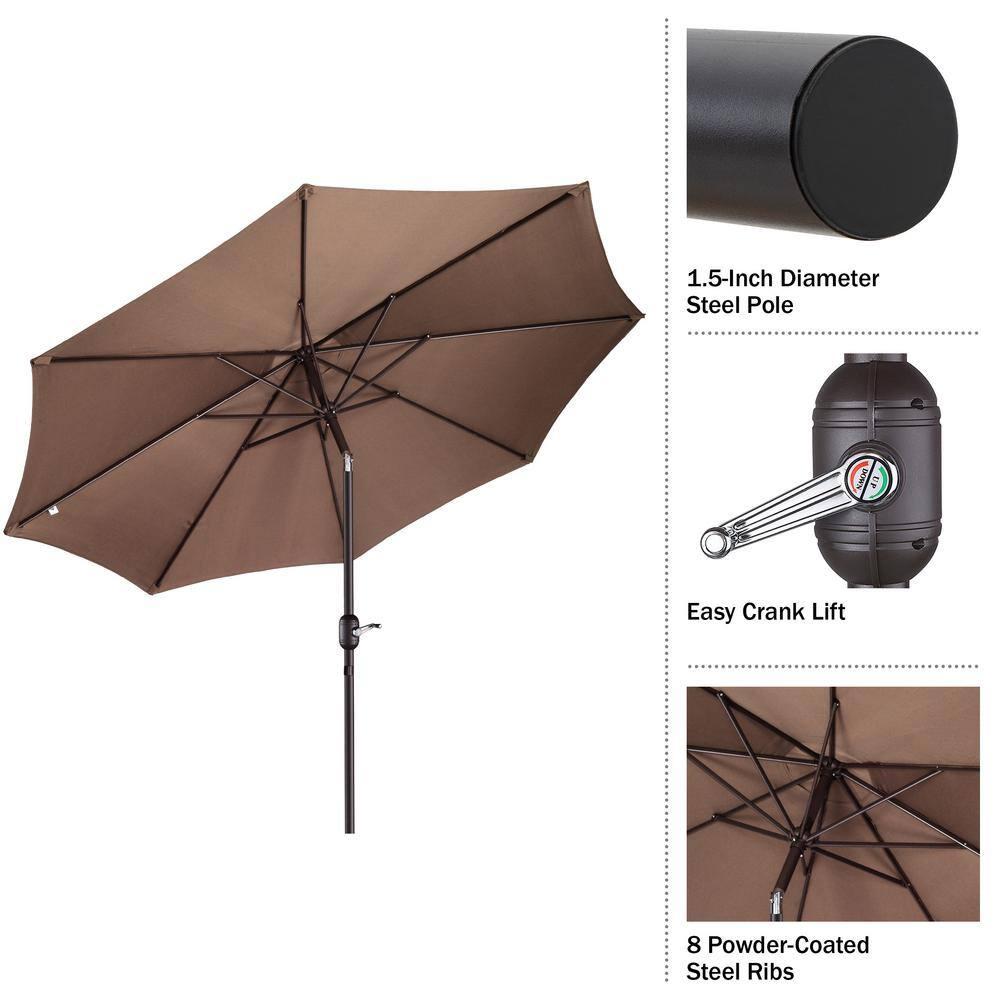 WestinTrends 9 Ft Outdoor Patio Market Table Umbrella with Tilt and Crank, Coffee