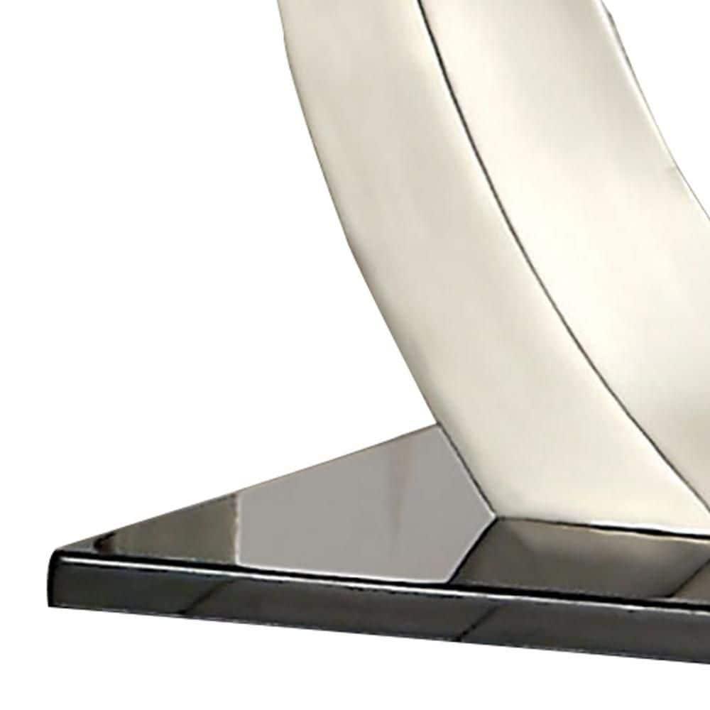 Bowery Hill End Table Coffee Accent Table Square in Glass Top and Steel - Silver