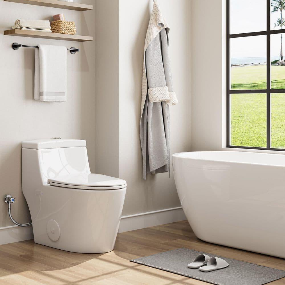 Greta Tornado Powerful Flush One-Piece Toilet, 1.28 GPF Elongated Floor Mounted