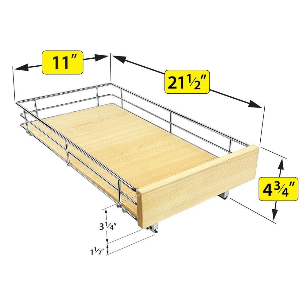 LYNK PROFESSIONAL® Select Pull Out Cabinet Organizer for Kitchen Cabinets, Wood and Chrome
