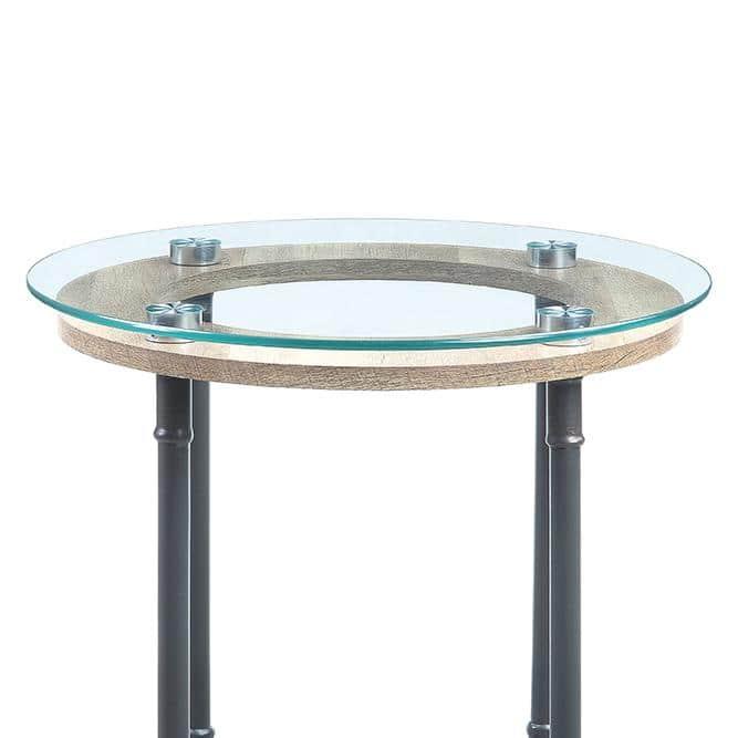 Williston Forge Brantley Industrial 22"Dia Round End Table in Clear & Sandy Gray