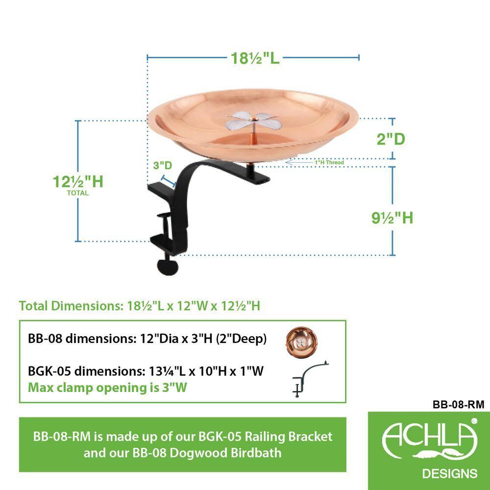Dogwood Birdbath with Rail Mount Bracket