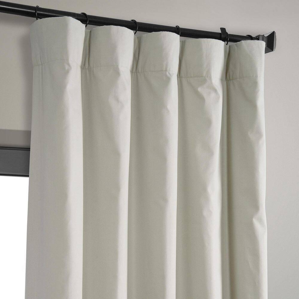 Light Greige Ivory Solid Cotton 50 in. W x 84 in. L Rod Pocket Blackout Curtain (Single Panel)
