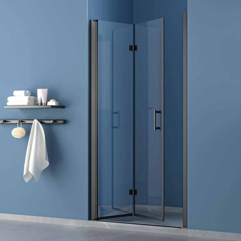 30 in.W x 72 in.H Bifold Frameless Glass Shower Door 1/4 in. Fold Glass Pivot Swing Shower Door