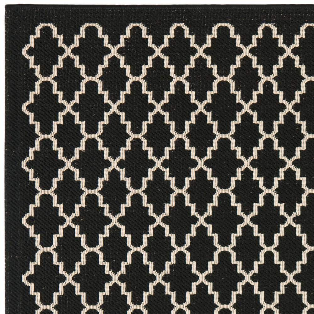 Courtyard CY6919 Power Loomed Indoor and Outdoor Area Rug - Black/Beige - 6'7"x6'7" - Safavieh