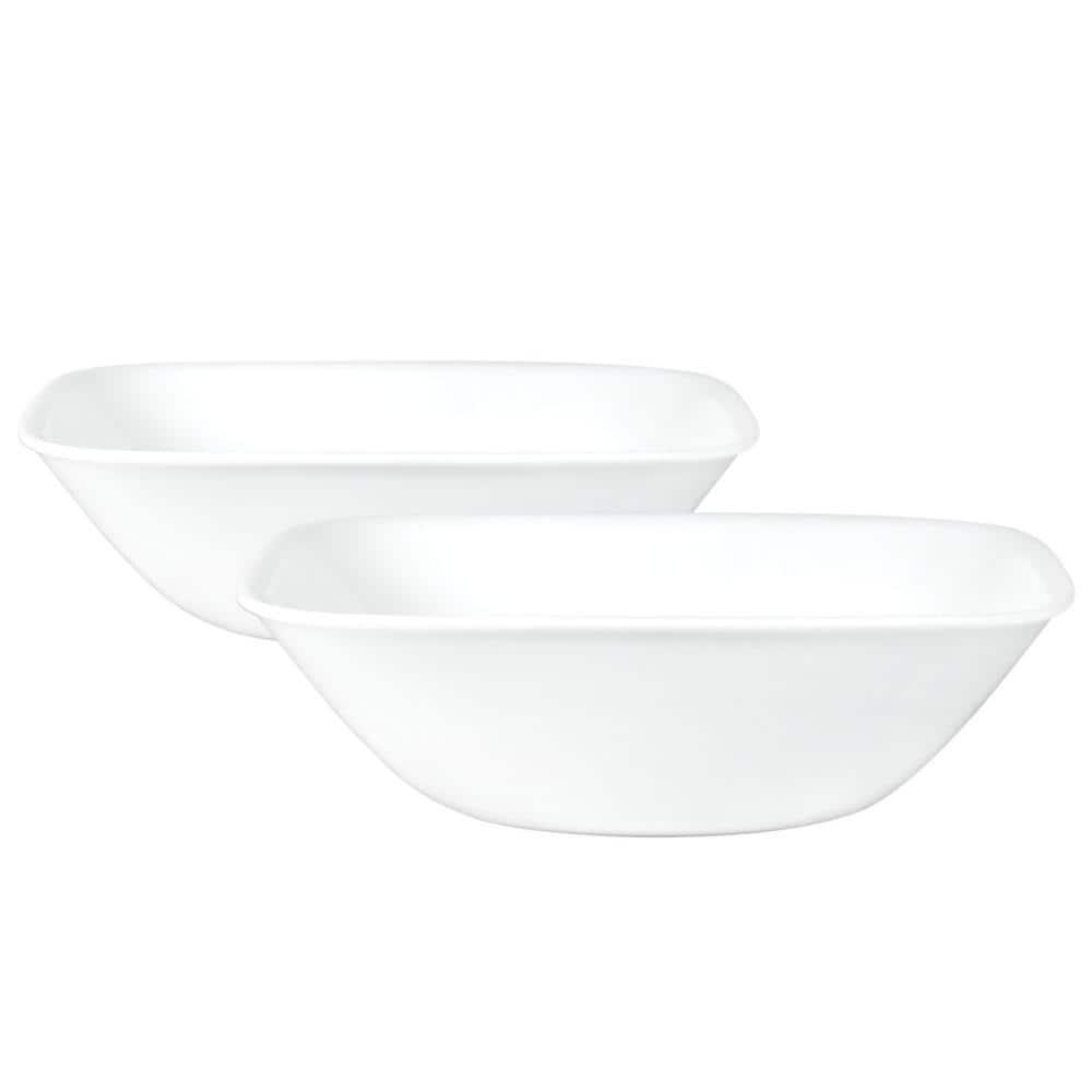 Corelle Pure White 32 oz Square Glass Serving Bowl (Set of 2)