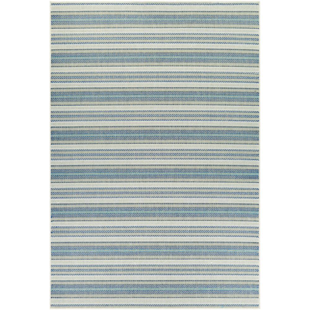 Couristan Monaco Marbella Indoor / Outdoor Area Rug, Ivory-Sand-Azure Blue, 5'3" x 7'6"