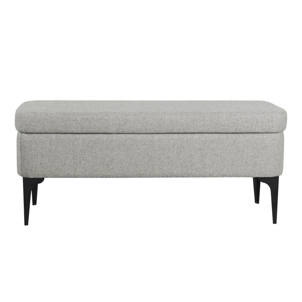 Large Modern Storage Bench Sustainable Gray Woven - HomePop