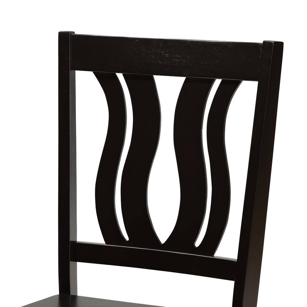 2pc Fenton Wood Dining Chair Set Brown - Baxton Studio: Geometric Back, Unupholstered, Malaysian Craft