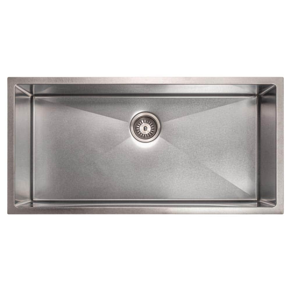 ZLINE 36 in. Meribel Undermount Single Bowl DuraSnow Stainless Steel Kitchen Sink W/ Bottom Grid (SRS-36S)