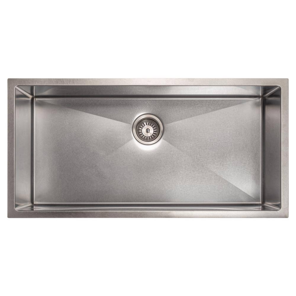 ZLINE 36 in. Meribel Undermount Single Bowl DuraSnow Stainless Steel Kitchen Sink W/ Bottom Grid (SRS-36S)