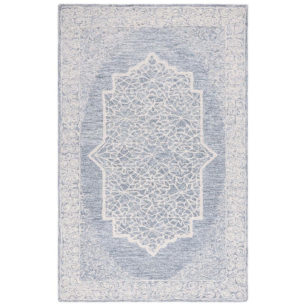 Abstract ABT352 Hand Tufted Area Rug - Ivory/Blue - 5'x8' - Safavieh.