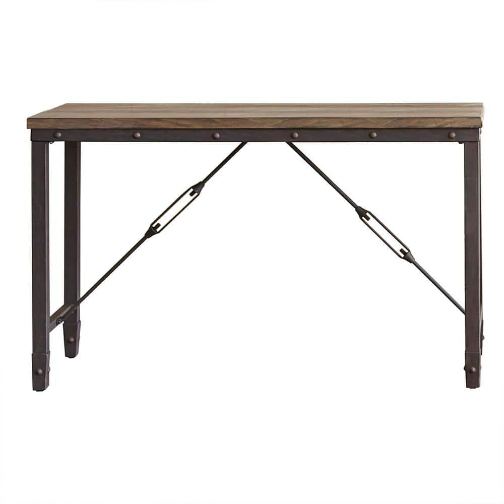 Jersey Sofa Table Antique Oak - Steve Silver Co.: Industrial Design, Entryway, with Metal Glides & Iron Frame