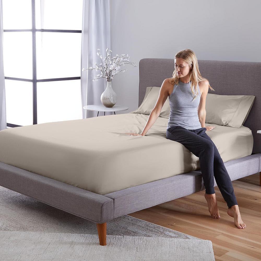 Bedgear Split Head Queen Hyper Cotton Sheet Set Medium Beige: Rayon Bamboo Blend, Moisture-Wicking, Climate Control Treatment