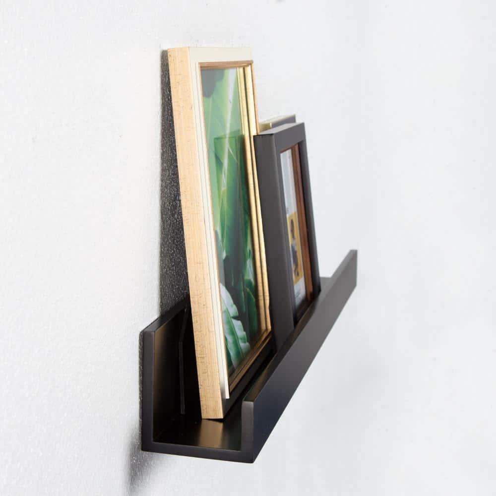 24" x 3.3" 2pc Decorative Wall Shelf Set Black - Uniek