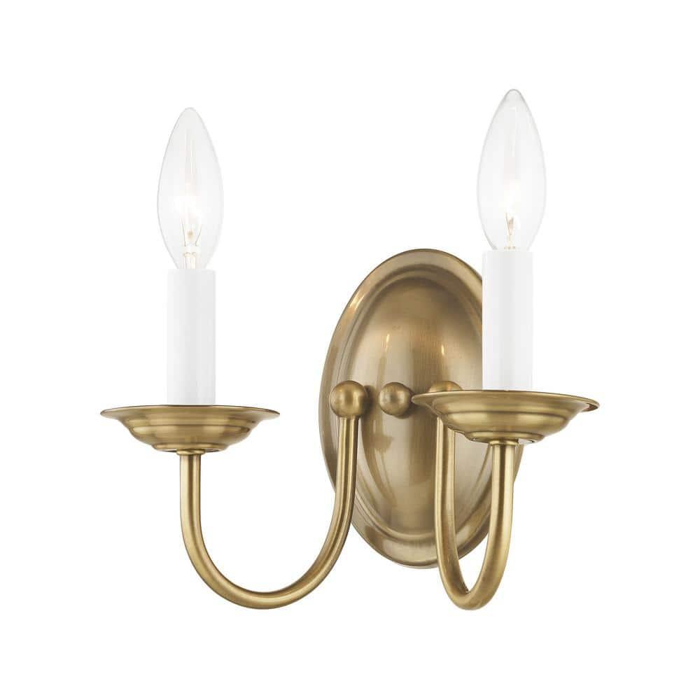 Elegant Antique Brass 2-Light Wall Sconce for Vanity