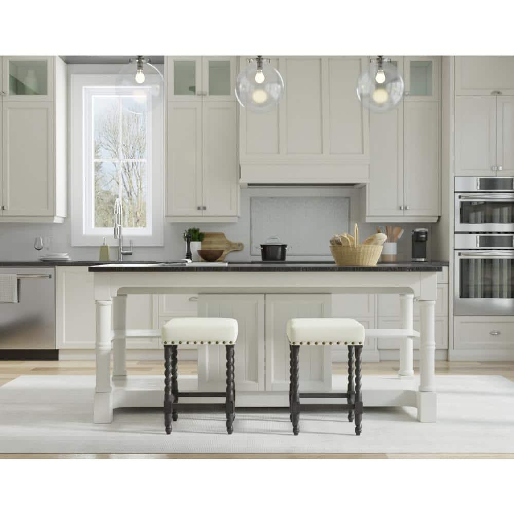 Carolina Living Remick 24" Counter Stool - Espresso - Linen Upholstery