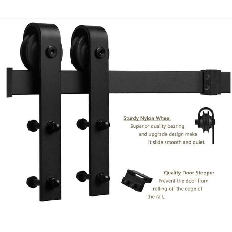 White Solid Hybrid Core 6-Panel Barn Door Kit