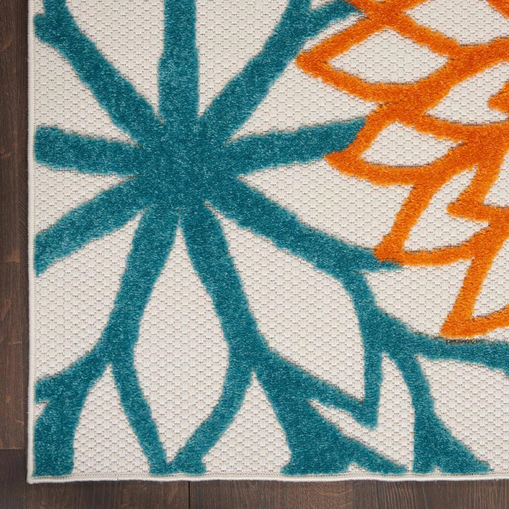 Nourison Aloha Floral Bloom Flatweave High-Low Indoor Outdoor Area Rug Turquoise Multicolor 2'8" x 4'