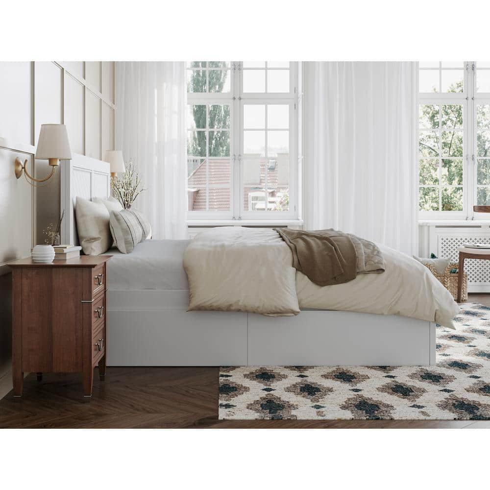 AFI Canyon White Solid Wood Platform Bed with Matching Footboard & Storage Drawers, Full