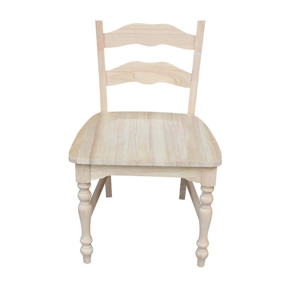 International Concepts Set of 2 Maine Ladderback Chair Unfinished : Hardwood Frame, Armless Design, 225 lb Capacity
