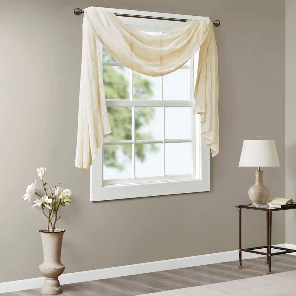 Madison Park Irina Solid Sheer Embroidered Single Window Scarf & Reviews | Wayfair