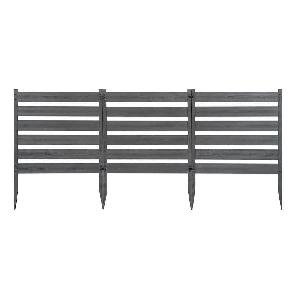 Zippity Outdoor Products 26in H x 24in W (3 Panels) No Dig Zippity Maui Fence Kit, Charcoal Color WoodTek Vinyl Fence Panel, Temporary Outdoor Border for Garden, Easy Install DIY Fence for Backyard, Patio, & Deck, ZP19066