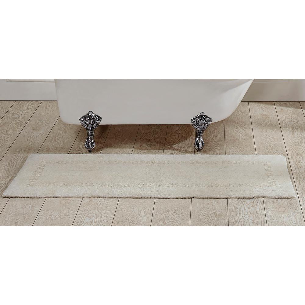 Better Trends Lux 100% Cotton Tufted Solid Reversible Bath Rug 20" x 60" Runner - Ivory