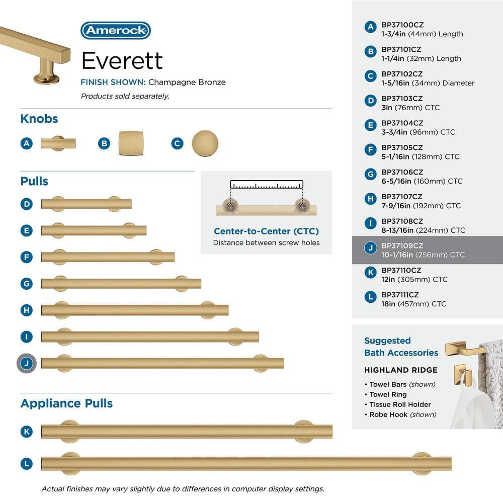 Amerock Everett 10-1/16 inch (256mm) Center-to-Center Champagne Bronze Cabinet Pull