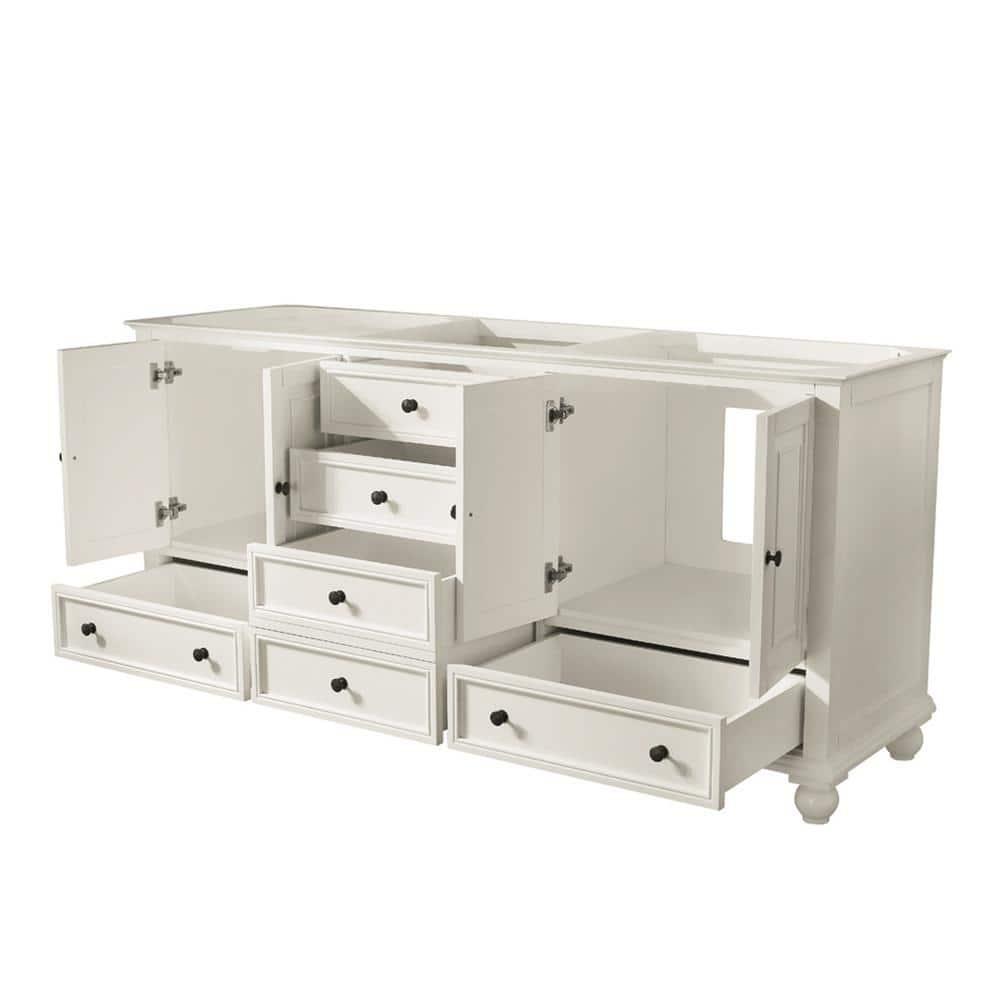 French White Solid Wood Double Freestanding Vanity, 72-inch
