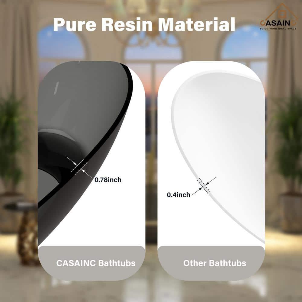 67'' x 30'' Runway Semi Transparent Resin Freestanding Soaking Bathtub