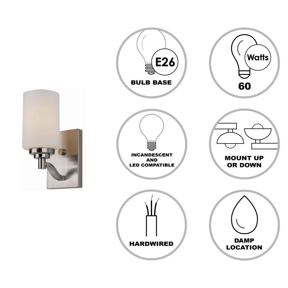 Trans Globe Lighting 70521 BN Mod Pod Collection 9 Inch One Light Wall Sconce/Bathroom Vanity I in a Brushed Nickel Finish I Traditional Style Light Fixture I