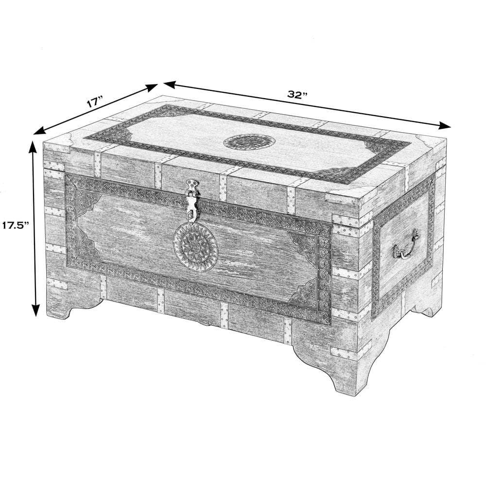 Butler Specialty Company Nador Painted Brass Inlay Wood Storage Trunk Multicolor